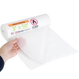 Paclord Flame Retardant Plastic Sheeting 3' x 50' (150 Sq Ft) – USA-Made Heavy-Duty 4 mil LDPE Plastic Tarp for Welding, Painting & Construction – Fire-Rated, Waterproof, Tear-Resistant Barrier