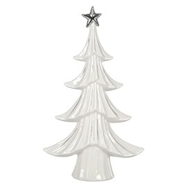 Mr Crimbo Christmas Tree Ornament Decoration White Ceramic Silver Star 30cm