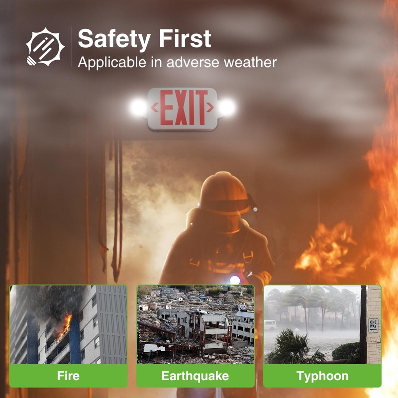 FREELICHT 6 Pack Red Exit Signs with Emergency Lights, Two