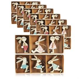 com-four® 36 x Decorative Hangers Rabbit - Wooden Easter Decoration for Hanging - Wooden Hanger Rabbits for Decorating - Easter (Pack of 36 - Easter Bunnies)