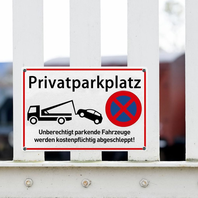 Sufune Parken Verboten Schild,30x20cm Warnschild Aluminium, inkl.Enth?lt Tr?gerkleber, Das Zuwiderhandelnde