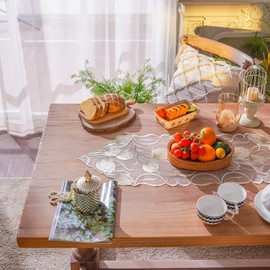 ARTABLE Lace Table Runner Macrame Vintage Flower Dresser Scarf with Exquisite Embroidery Table Runners for Kitchen Home Wedding Party Dining Decoration (12 x 36 Inch, Beige)