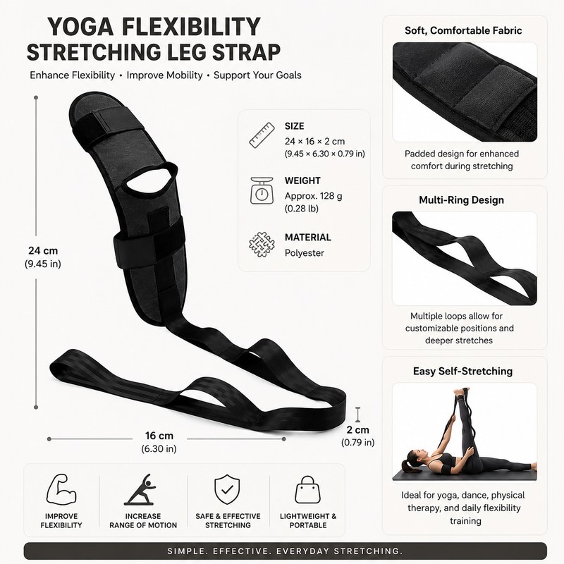 Yoga Stretching Strap for Flexibility Training – Multi-Loop Leg Stretcher
