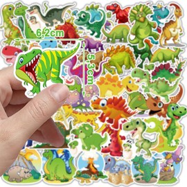 ParPix 50 Stück Dino Sticker Kinder, Groß 6,5cm Dino Aufkleber,Cartoon Dinosaurier Sticker,Stickers Dino Deko Kindergeburtstag,Aufkleber Dinosaurier Geburtstag Deko,Drachen Stickers für Koffer Laptops
