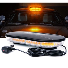 Xprite Amber COB LED Rooftop Strobe Beacon Lights Bar, Super Bright Warning Caution Snowplow Light 19 Flashing Patterns with Magnetic Base for Emergency Construction Vehicles Tow Trucks