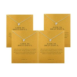 Collar de trébol de amistad con diseño de unicornio, buena suerte, con tarjeta de regalo (4 unidades)