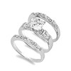 Sterling Silver Simulated Princess Cut Engagement Ring Wedding Band 3