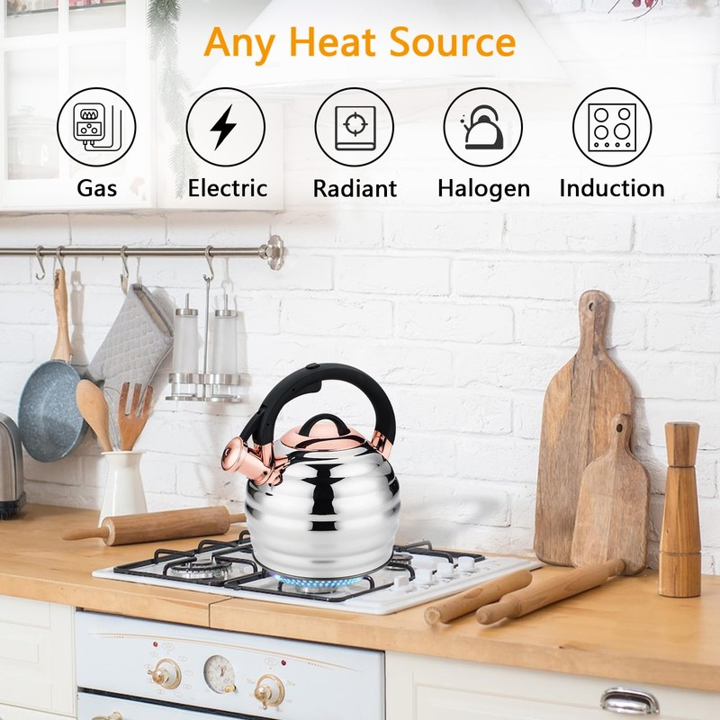 Tea Kettle for Stove Top Whistling Teapot, 3.2Q Tea Pot
