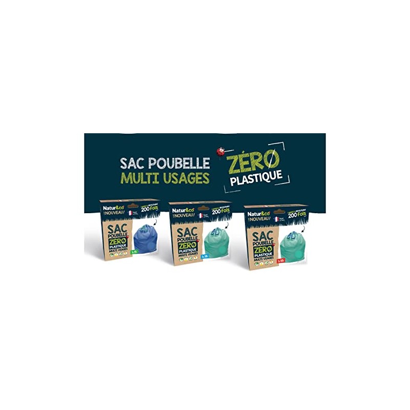 NATUR&CO Reusable 15 L Multi-Purpose Zero Plastic Bin Bag, Ultra