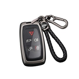 ontto Alloy Car Key Cover Fit for Land Rover Discovery 4 Range Rover Sport Vouge 2009 2010 2011 2012 Keyless Access Remote Control Leather Key Case, black