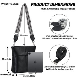 Myhozee Handbag Women's Medium Shoulder Bag - Lightweight Shoulder Bag Women's with 2 Straps, PU Leather Crossbody Bag Bag Small Women's Handbag Plain Slouchy Bag for Women with Wide Strap, blue