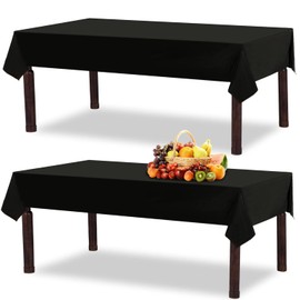 excovip Paquete de 2 manteles y para mesas rectangulares, manteles Desechables de Negro, manteles de plástico, manteles de Mesa de Fiesta para cumpleaños(2 Piezas 274×135cm)-9756
