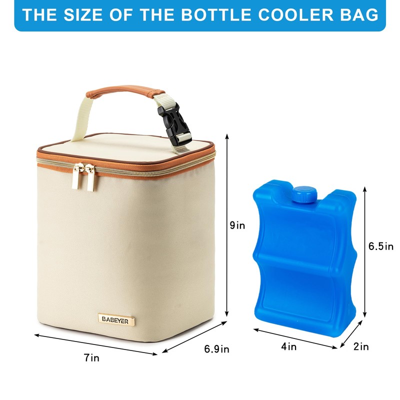 BABEYER Breastmilk Cooler Bag with Ice Pack Fits 4 Baby