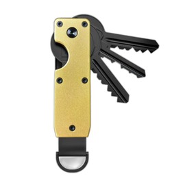 AtEaze Compact Metal Key Organizer Holds up to 6 Keys with D-Ring, gold