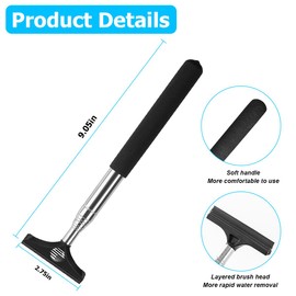LKAHG Car Rearview Mirror Wiper, Retractable Auto Side Mirror Squeegee with Telescopic Long Rod, Portable Vehicle Window Glass Cleaning Tool Accessories, Universal for RV, SUV, Truck (Black)