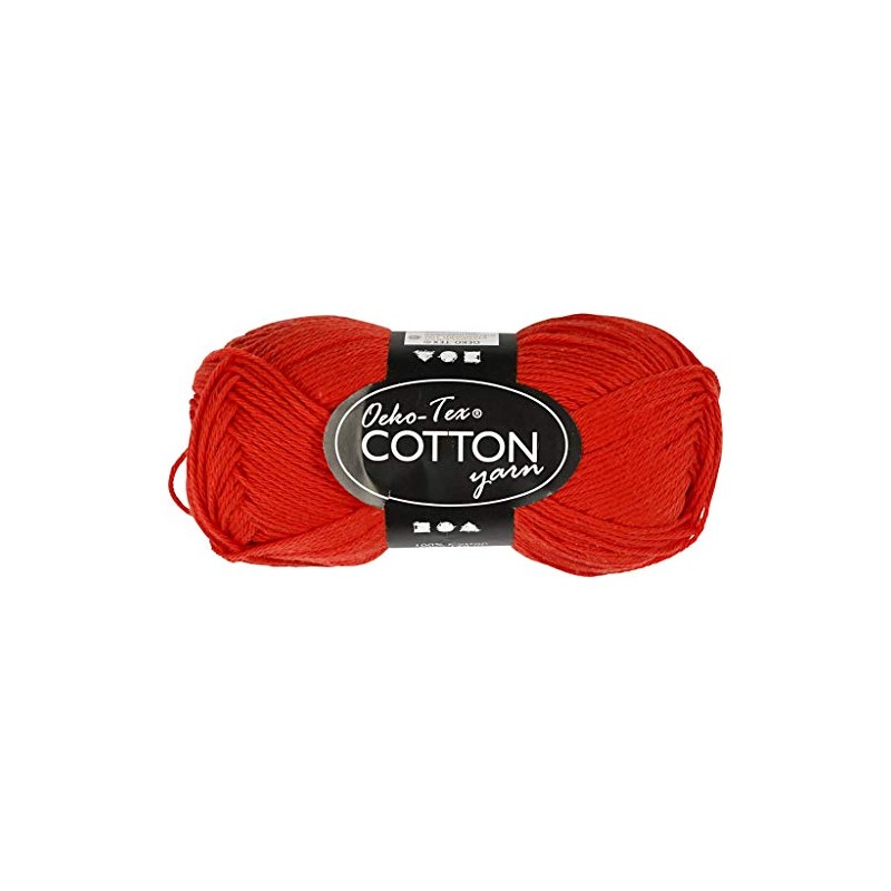 Cotton Yarn Length 170 m 8/4 Red 50 g