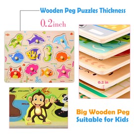 Wooden Puzzles for 3 Year Old-Wooden Toy Puzzle Montessori Preschool Toys for baby & Toddlers, Early Education Games-Animals Puzzles Wooden Toy 3+ Gift for Boy or Girl (Safari Animals)