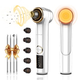 BENTFINE Mitesserentferner Porensauger, 2 en 1 Porenreiniger Vakuumsauger, Elektrisch Mitesser Entferner Sauger mit Heizmodus, Porensauger Pickelentferner Set mit 5 Saugköpfe & 3 Ansaugstärke