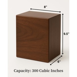 Wooden Cremation Urn for Human Ashes Adult Large Walnut Wood Urn Box TSA Travel Urn Modern Minimalist Memorial Burial Urn Holds 300 lb for Male Female Premium Decorative Funeral Box with Non-Slip Pads
