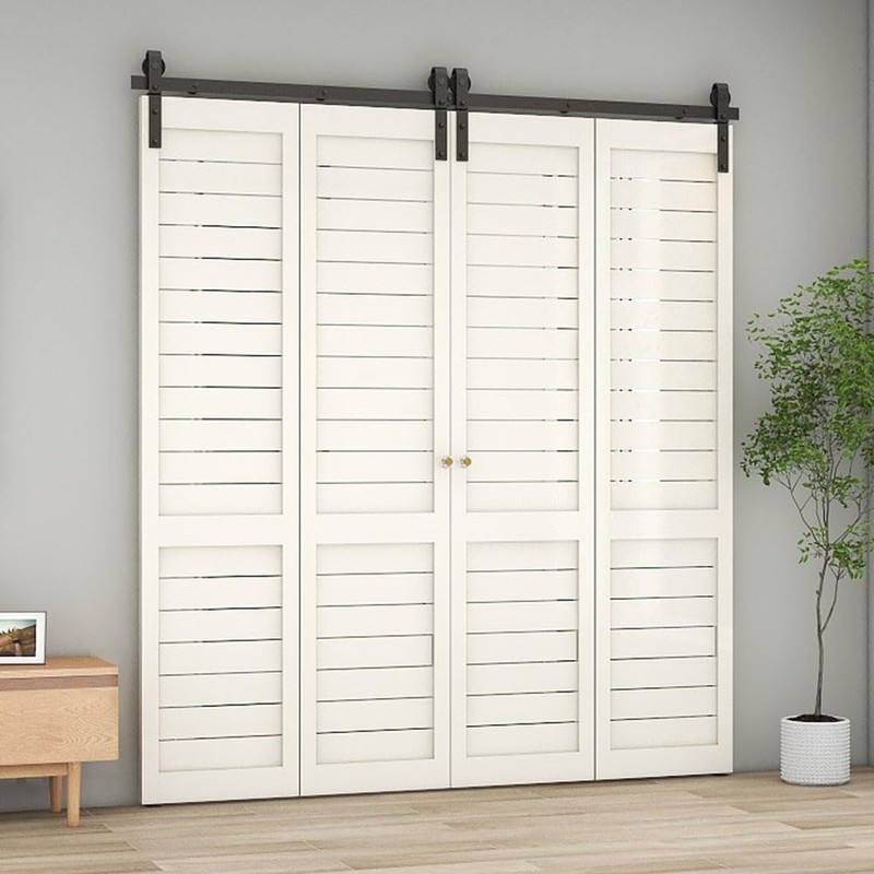 TSMST 52" Bi-Folding Sliding Barn Door Hardware Track Kit for