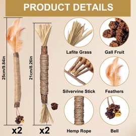 Parastar 6 PCS Cat Silvervine Chew Sticks,Natural Kitten Teething Toys,Cat chew Sticks,Cat Shew Toys for Teeth,21cm Fish Catnip Toy,Silvervine Catnip Sticks for Cats to Chew Removes Tartar Breath