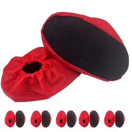 5 Pairs Kids Shoe Covers Reusable Non Slip Washable Dustproof Durable Waterproof Boots Cover For Indoors Floors Kindergarten Elementary School (Medium, Red)