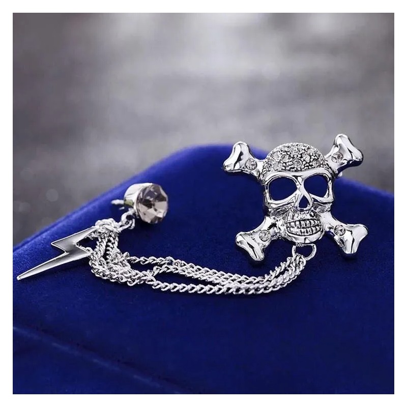 Broche Alfiler Calaveras Con Cadenita Vintage