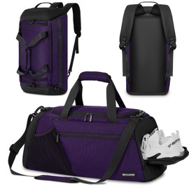 BECOJADDE Gym Bags for Men Women 40L Large Gym Backpack Multiple Pockets Sport Duffle Bags with Shoe & Wet Compartment for Workout Travel Weekend Overnight Purple