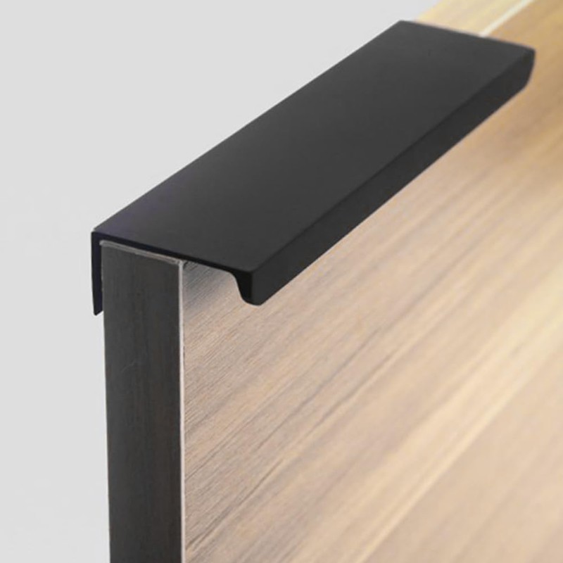FOCCTS 10pcs 80mm/3.15" Black Curve Edge Pull Handles Concealed Cabinet