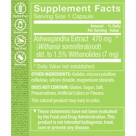 The Vitamin Shoppe Ashwagandha 470MG - Stress Support, Energy & Adaptogenic Wellness, Root Extract (60 Capsules)