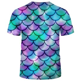WHNBCW Novelty Fish Scale T Shirt Funny Striped Graphic Tee Shirt,Multicolor,2XL