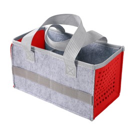 Lyreh Carrying Case for Tonies Box Starter Set, Folding Carry Bag Portable Felt Travel Case with Handle for Tonies Box Kids Musical Toy Storage & Carrying (Gray + Red)