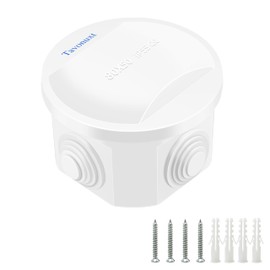 Tavonuxt Waterproof Round Junction Box (D3.1" x H2"), Dustproof IP55 Rated Electrical Project Enclosure with 4 Cable Entries - Sturdy ABS Plastic, Easy to Operate and Repair - White, (D80 x H50 mm)