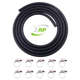 ZAP Performance 5/16 Inch (8mm) ID NBR Fuel Line Hose，10 FT with 10 PCS Hose Clamps，Push-on/Lock Fuel Line Hose