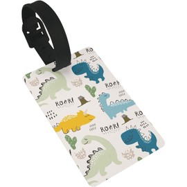 Etiqueta de equipaje de dinosaurio infantil con etiqueta de identificación de identificación, etiquetas de equipaje de PVC, etiquetas de equipaje para mujeres, hombres, niños, niñas, viajes