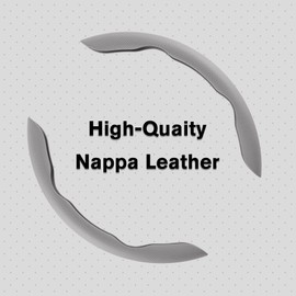 Amiss Car Nappa Leather Steering Wheel Cover, Car Interior Accessories, 2PCS Segmented Steering Wheel Protector, Universal 99% Car Wheel Cover Protector (Grey)