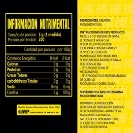 Creatina Monohidratada Hs 1kg 200 Servicios Hiper Sports