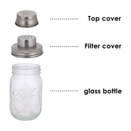 JANKOW Cocktail Shaker with Metal Top, Clear Cocktail Shaker, Clear Cocktail Shaker Glass, Shaker Set for Cocktails or Martinis Great Home Wine Mixer