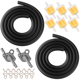 KyuerWK 1/4 Gas Fuel Line Hose with Inline Fuel Tank Tap Valve Petcock & Fuel Filters & Clamps Kit, Fit for 50cc 70cc 90cc 110cc 125cc 150cc TaoTao, Coolster, Apollo, Baja, ATV (Black)