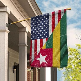 Flag-Togo Friendship American Togolese Root House Flag -USA Flags Premium Polyester-Decorative Indoor Outdoor Flag