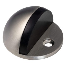 JUVA Design Floor Door Buffer Stainless Steel Matt Door Stopper with Pin - H8039 | Rubber Buffer 5 mm | Height: 25.5 mm | Round Stopper for Screwing | 1 Piece - Door Hinge Buffer Silver for Floor