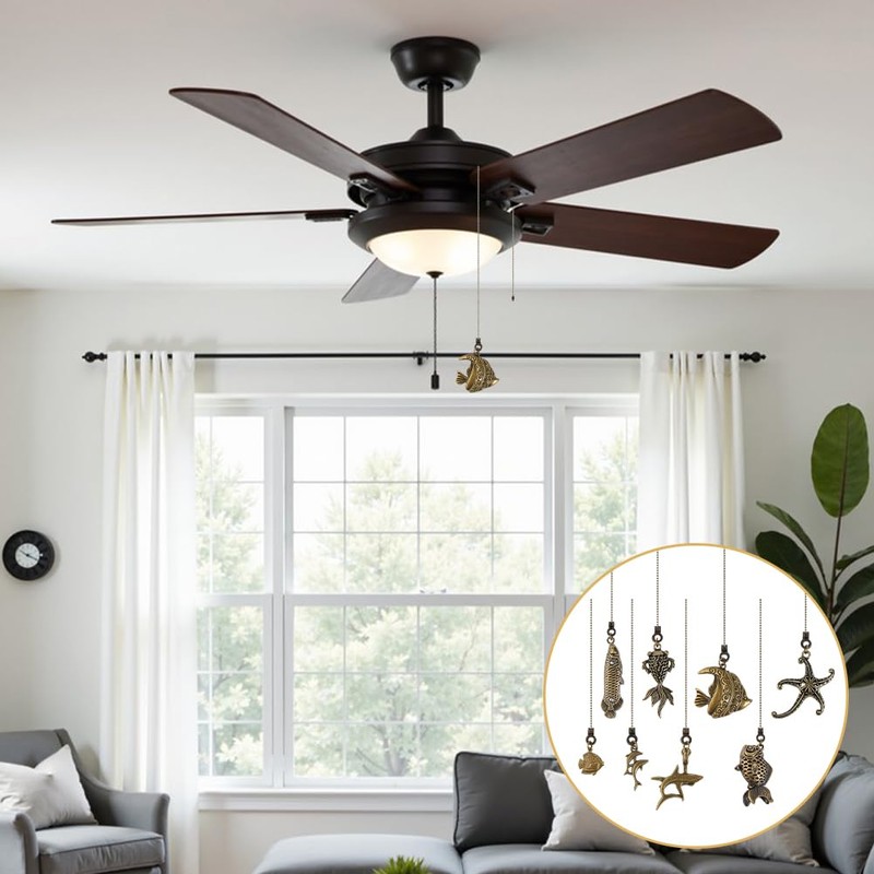 DICOSMETIC 8Pcs Ceiling Fan Pull Chains Alloy Ocean Theme Pull