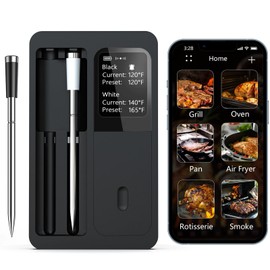 Termómetro Inteligente Inalámbrico para Carne 2 Sondas Inalámbricas  Control por APP, Bluetooth 5.2, Monitor en Tiempo Real, Sensor Dual, Termometro  