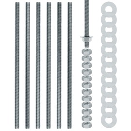 AIMEKE Pack of 6 M8 Threaded Rods, 300 mm Threaded Rods, Galvanised Steel Threaded Rod, Threaded Rods with Metric Full Thread with 12 M8 Nuts and 12 Washers (Silver)