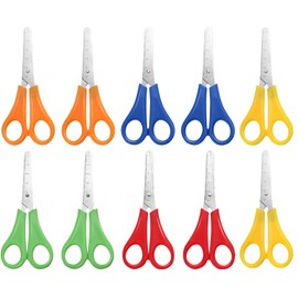 10 Pcs Kids Scissors, Children Blunt tip Safety Scissors Plastic Handle Handmade Scissors Preschool Training Scissors with cm-Scale for Scrapbooking Art DIY Craft Students Teaching Stationery