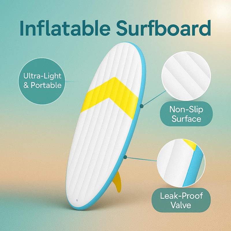 150 cm Inflatable Surfboard | Blow Up Pool Float, Tropical