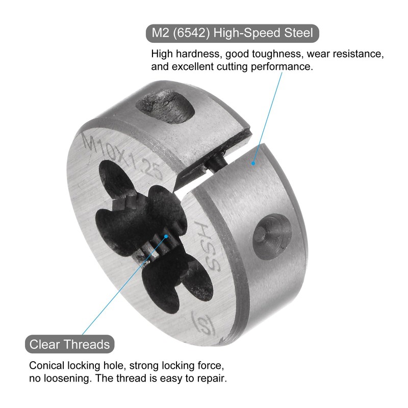 sourcing map Round Threading Dies, Metric M10 x 1.25 Thread