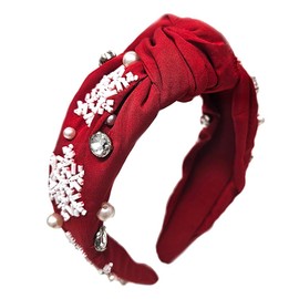 Emulily Beaded Snow flake Headband Knotted Beads and Jeweled Christmas