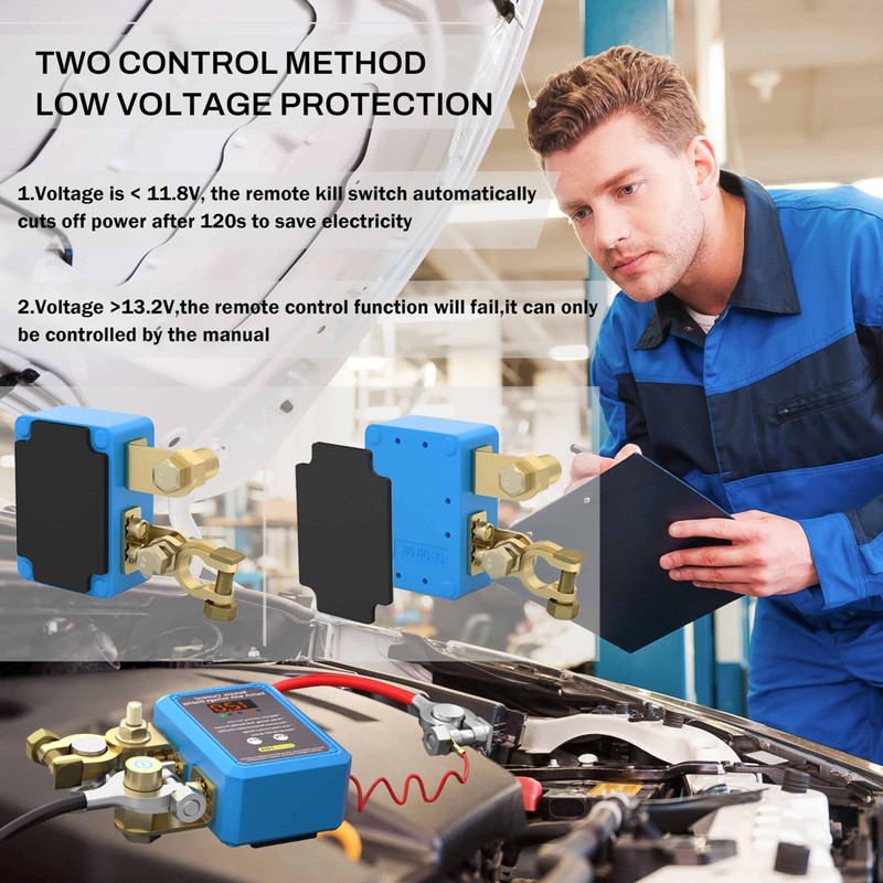 Kill Switch for Car with Led Voltage Display,12V 240A Remote