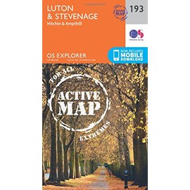 Luton & Stevenage Map | Weatherproof | Hitchin & Ampthill | Ordnance Survey | OS Explorer Active Map 193 | England | Walks | Hiking | Maps | Adventure